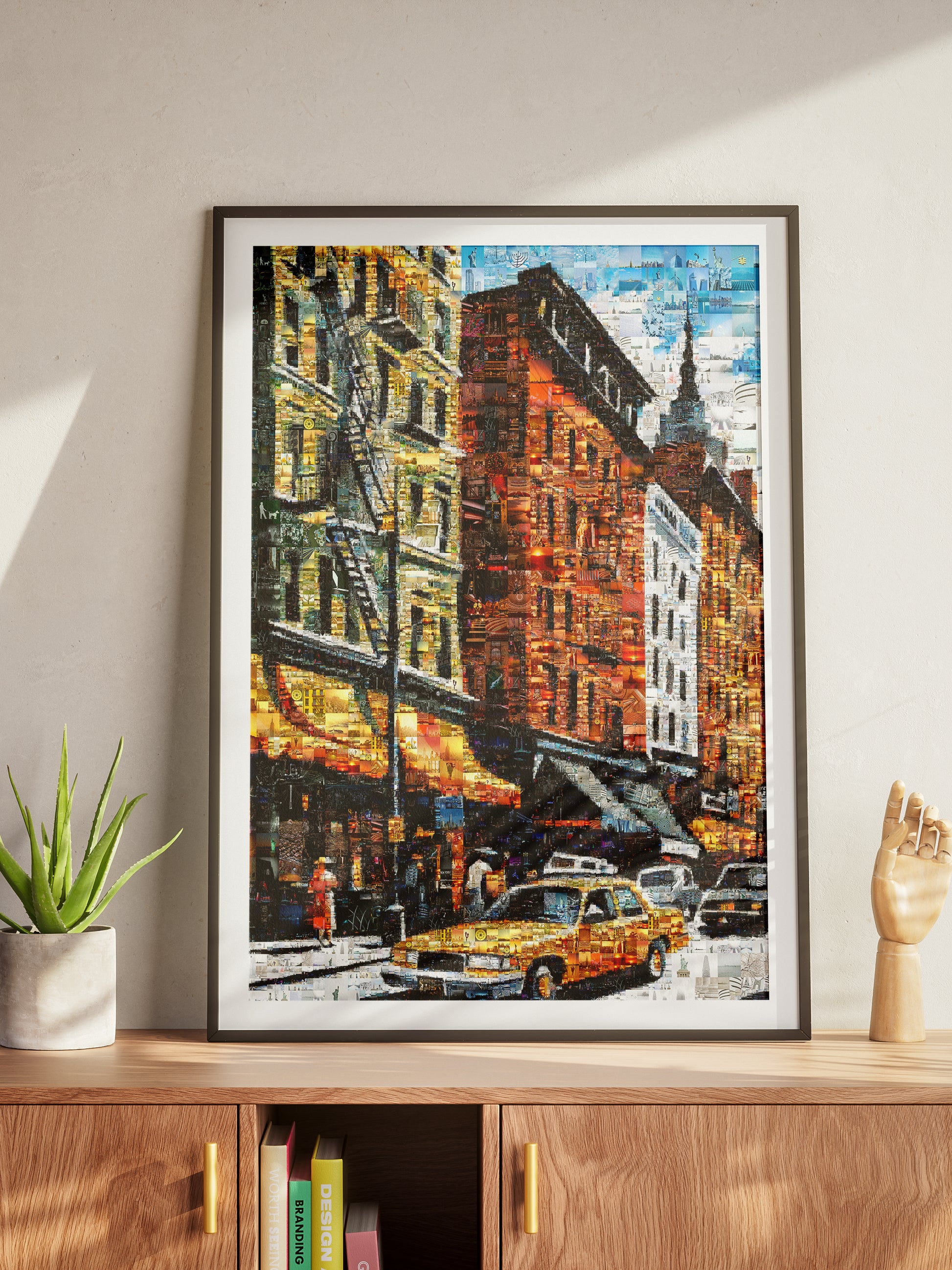 Vibrant Cityscape Mosaic Artwork - Unique Urban Art Piece for Home Décor AtelierMosaics