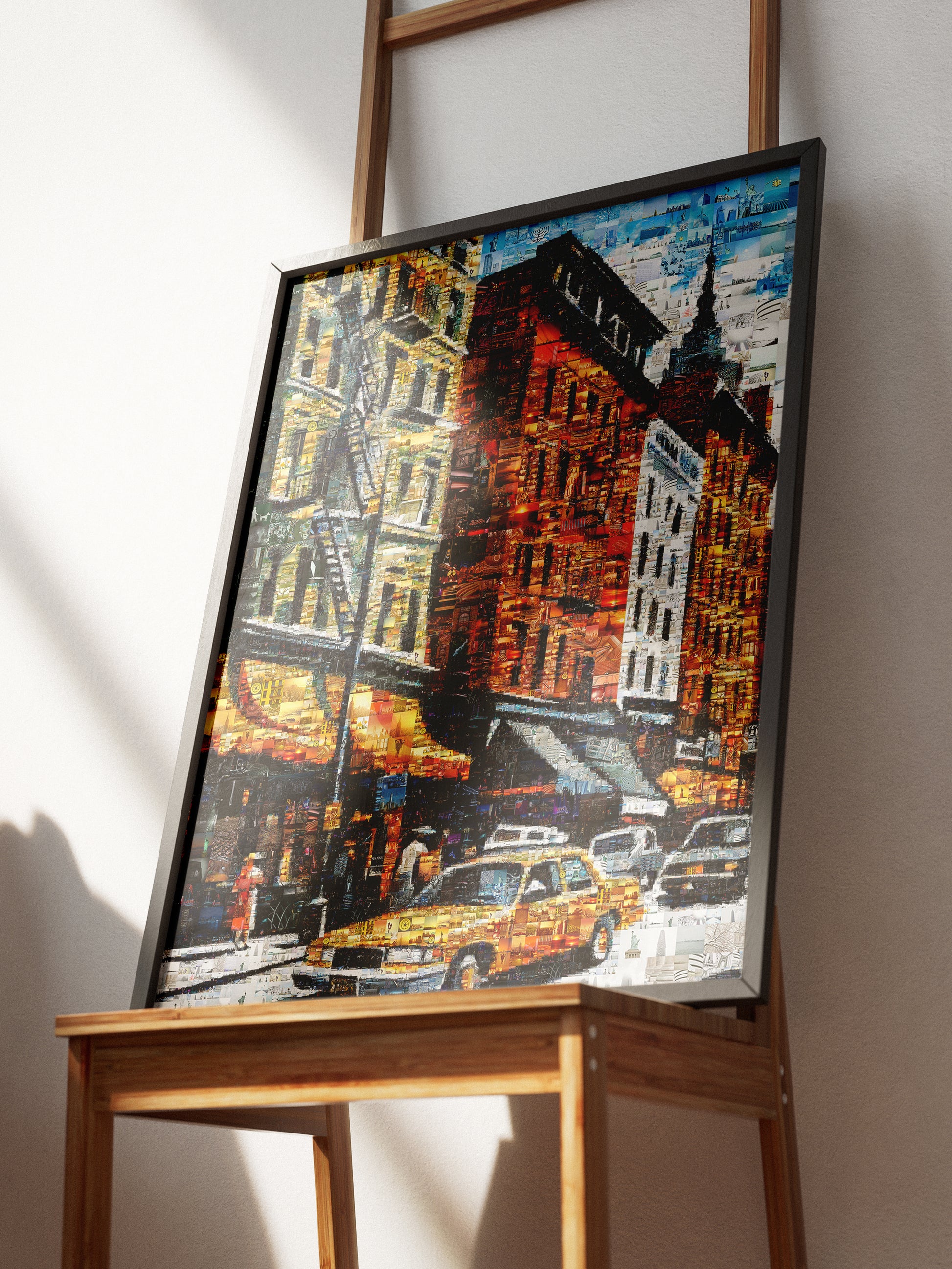 Vibrant Cityscape Mosaic Artwork - Unique Urban Art Piece for Home Décor AtelierMosaics