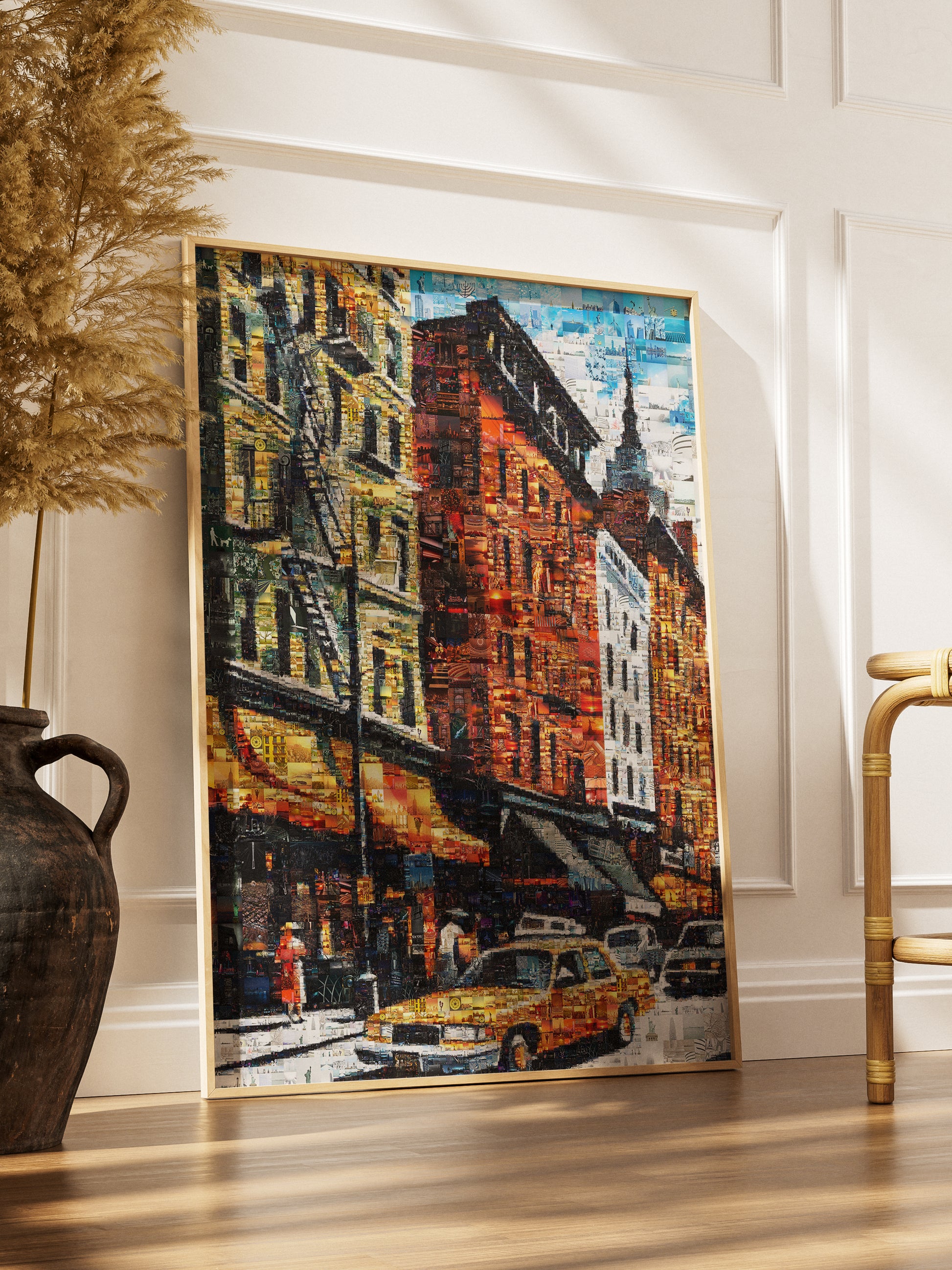 Vibrant Cityscape Mosaic Artwork - Unique Urban Art Piece for Home Décor AtelierMosaics