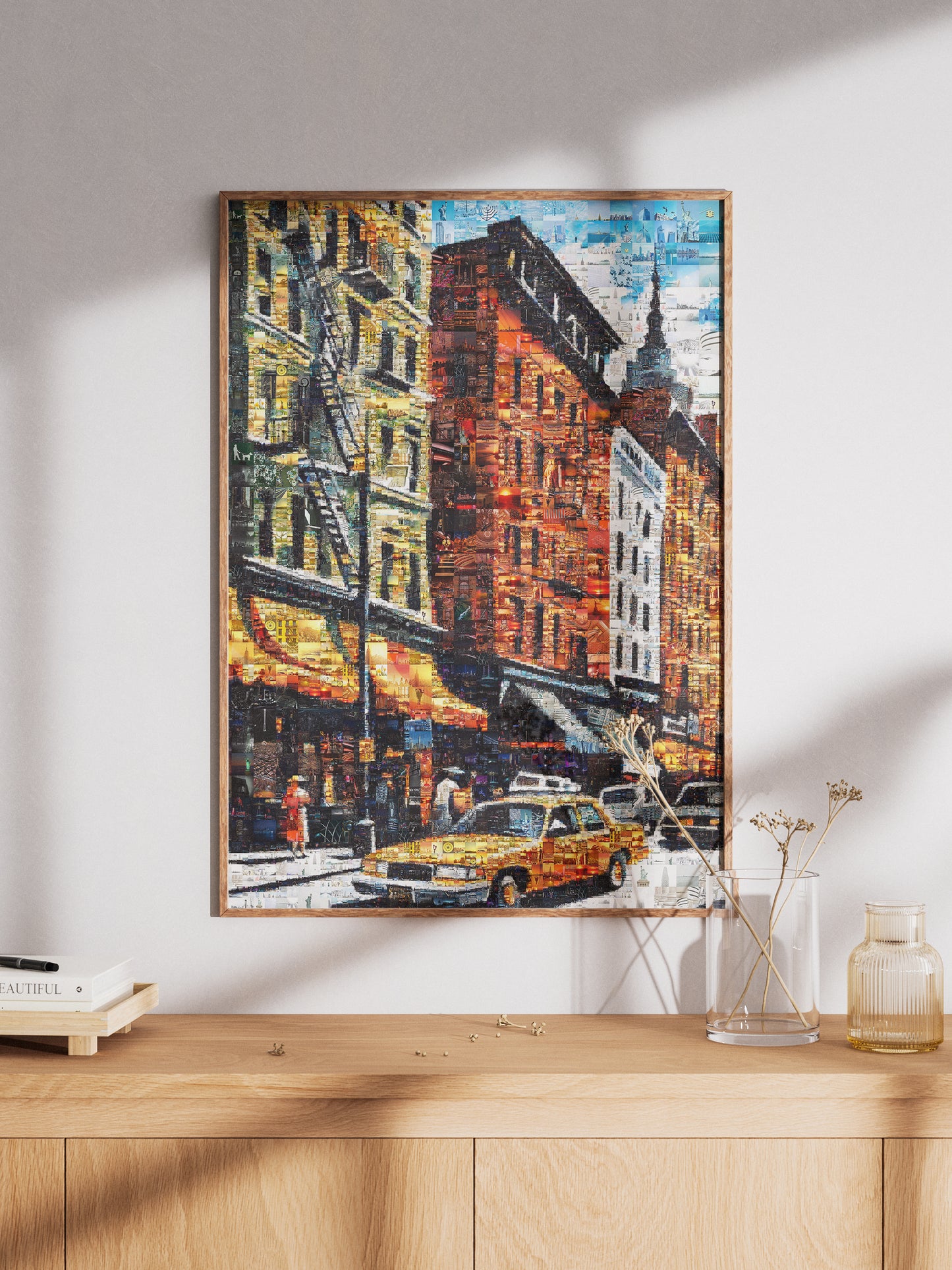 Vibrant Cityscape Mosaic Artwork - Unique Urban Art Piece for Home Décor AtelierMosaics