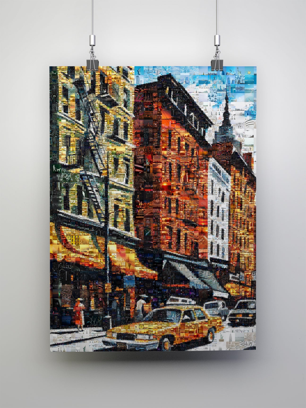 Vibrant Cityscape Mosaic Artwork - Unique Urban Art Piece for Home Décor AtelierMosaics