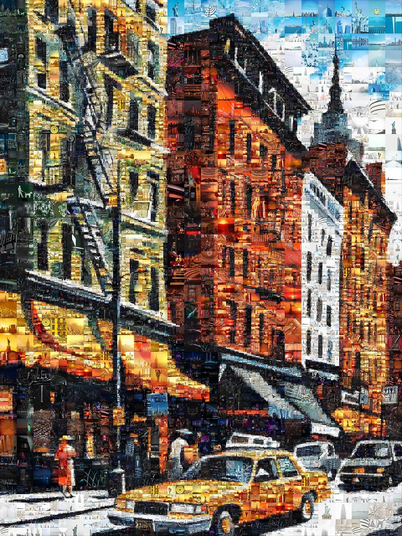 Vibrant Cityscape Mosaic Artwork - Unique Urban Art Piece for Home Décor AtelierMosaics