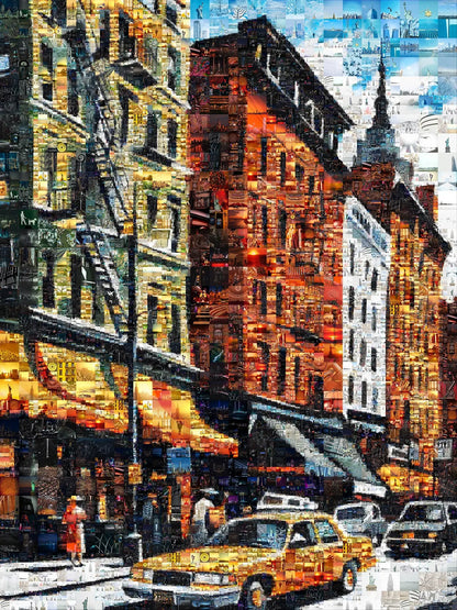 Vibrant Cityscape Mosaic Artwork - Unique Urban Art Piece for Home Décor AtelierMosaics