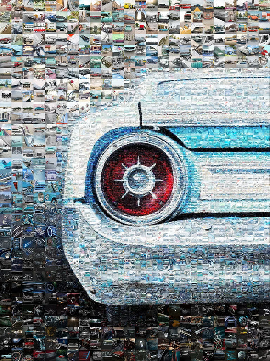 Vintage Car Mosaic Artwork - Unique and Colorful Auto Collage for Car Lovers and Home Decor AtelierMosaics