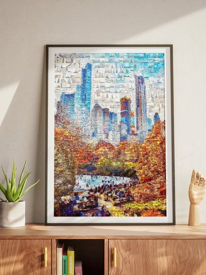 Stunning Urban Mosaic Art: A Colorful Skyline of City Life - Perfect Wall Decoration AtelierMosaics