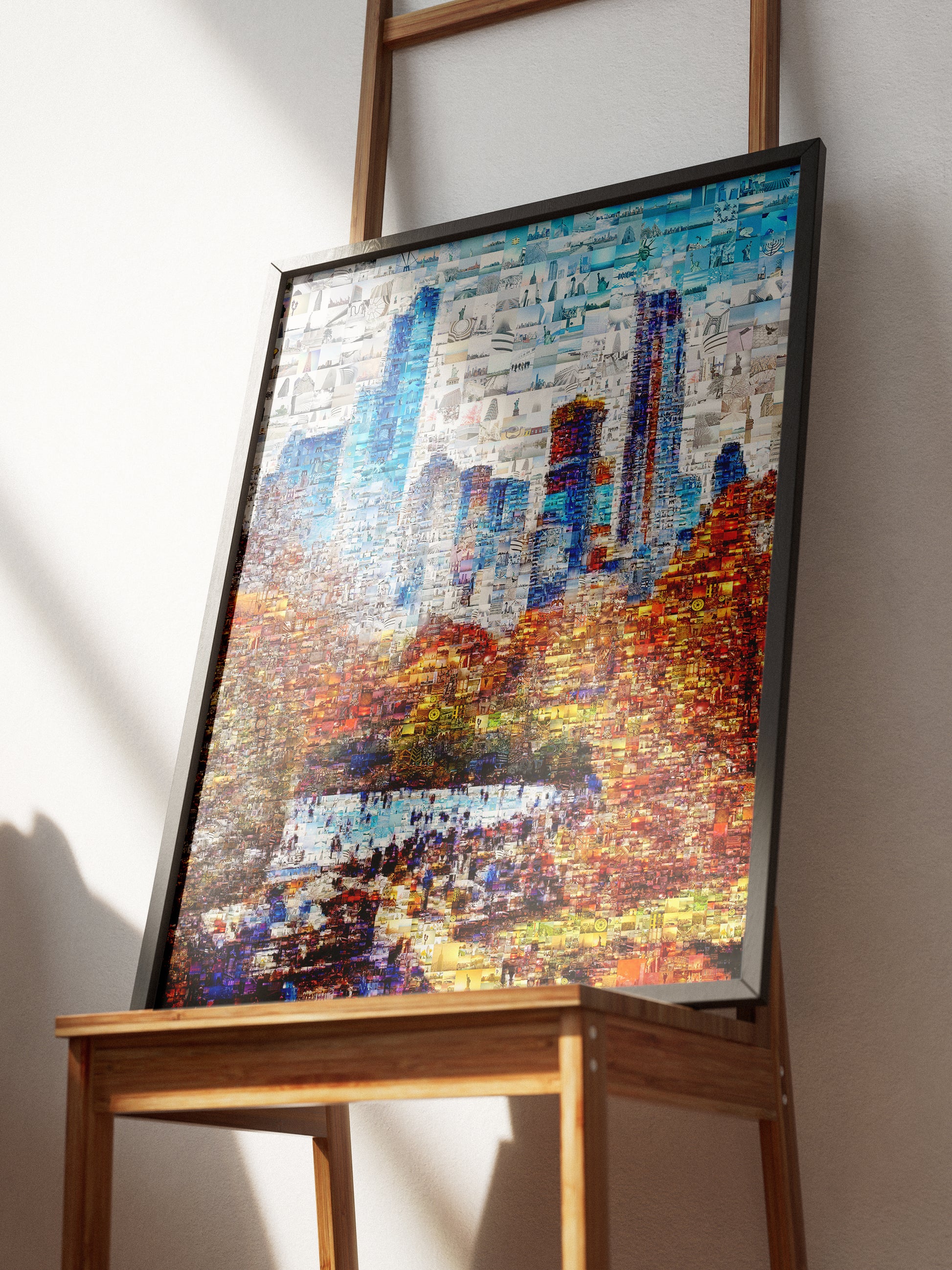 Stunning Urban Mosaic Art: A Colorful Skyline of City Life - Perfect Wall Decoration AtelierMosaics