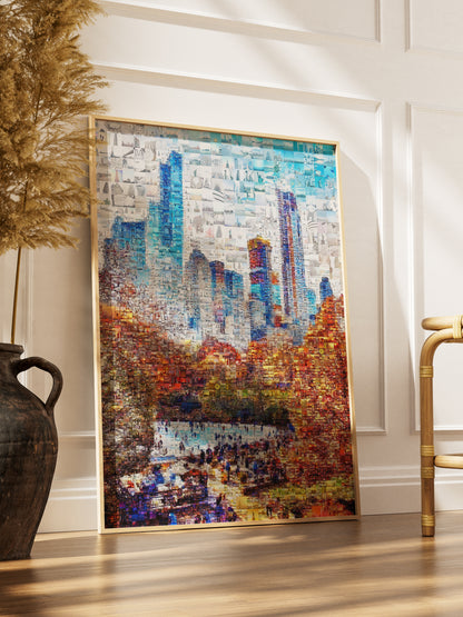 Stunning Urban Mosaic Art: A Colorful Skyline of City Life - Perfect Wall Decoration AtelierMosaics