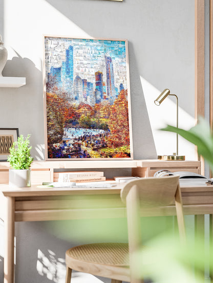 Stunning Urban Mosaic Art: A Colorful Skyline of City Life - Perfect Wall Decoration AtelierMosaics