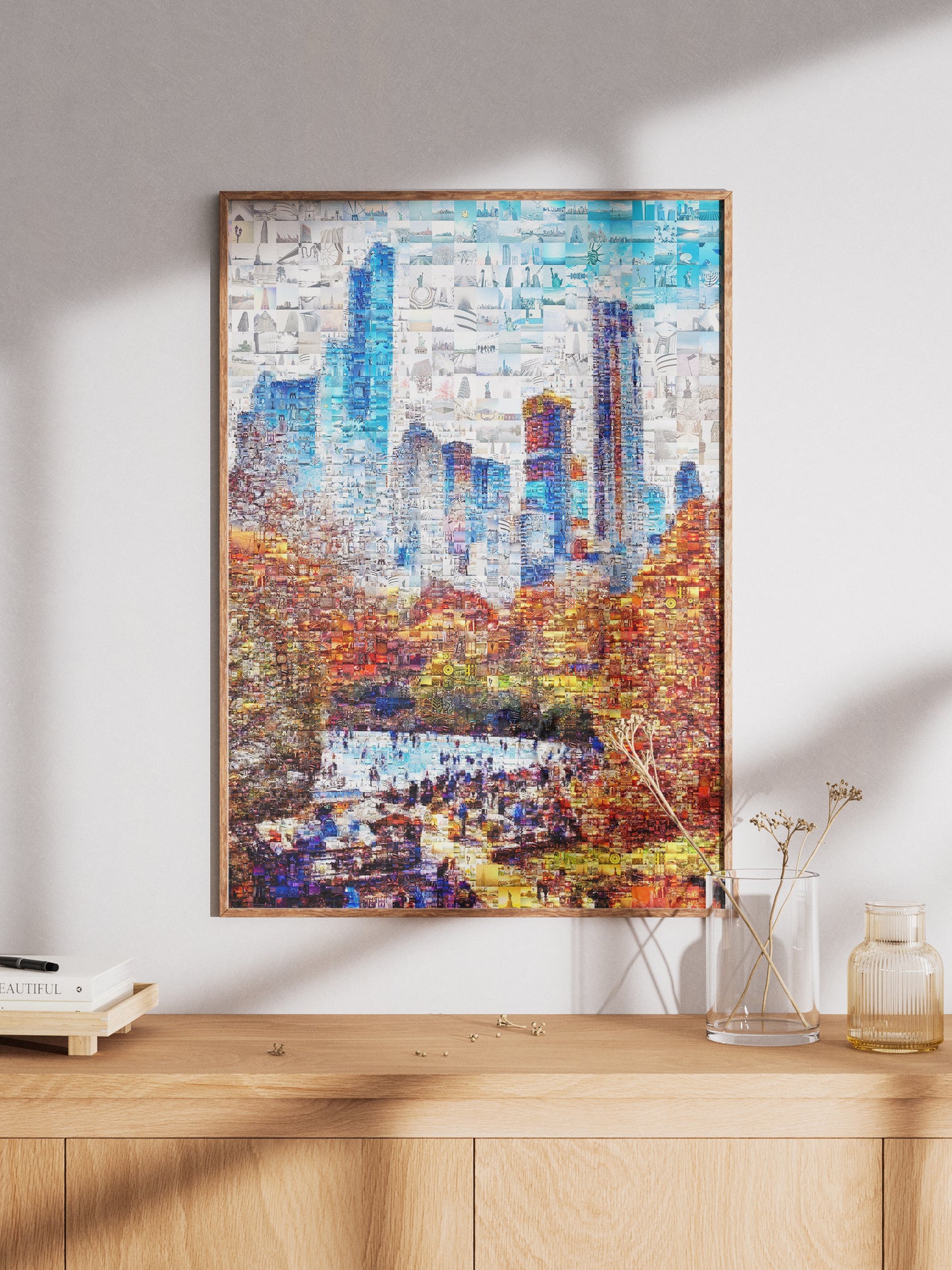 Stunning Urban Mosaic Art: A Colorful Skyline of City Life - Perfect Wall Decoration AtelierMosaics