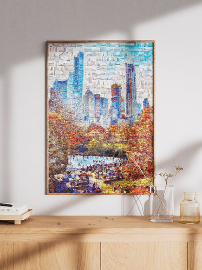 Stunning Urban Mosaic Art: A Colorful Skyline of City Life - Perfect Wall Decoration AtelierMosaics