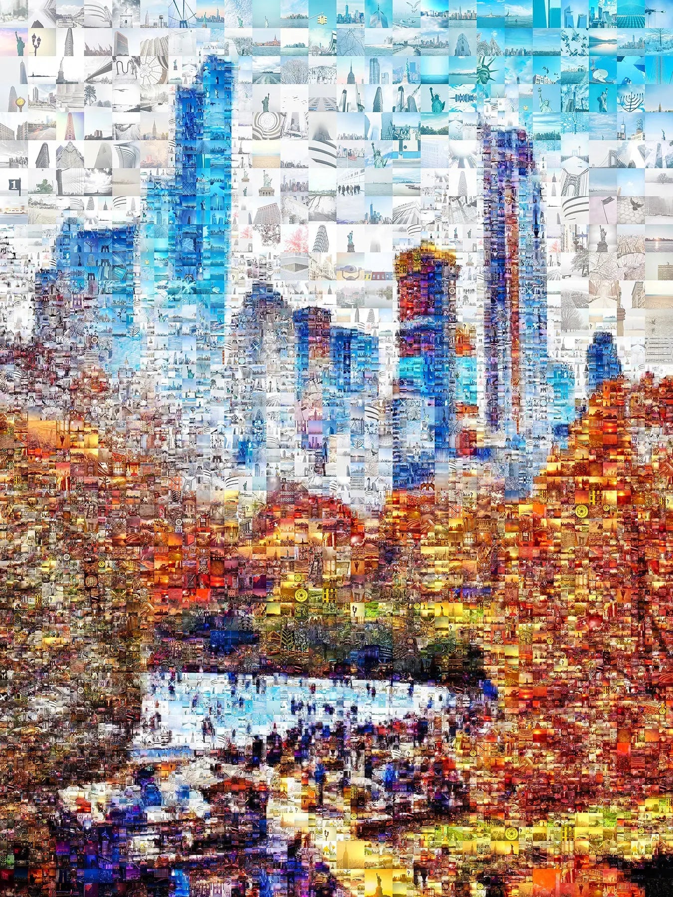 Stunning Urban Mosaic Art: A Colorful Skyline of City Life - Perfect Wall Decoration AtelierMosaics