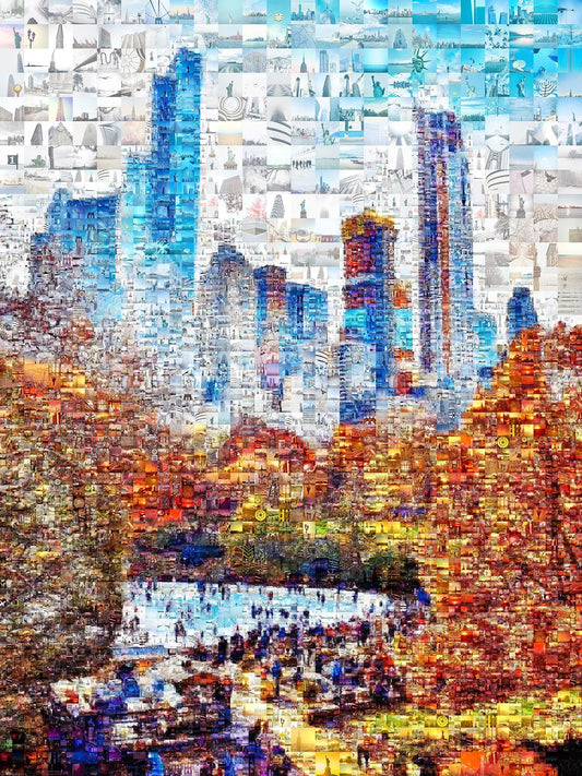 Stunning Urban Mosaic Art: A Colorful Skyline of City Life - Perfect Wall Decoration AtelierMosaics
