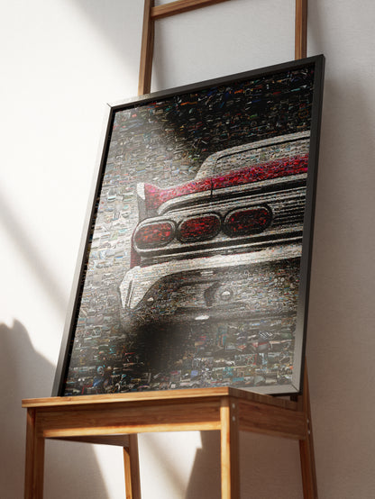 Stunning Mosaic Artwork of Classic Car Tail - Unique Wall Decor for Auto Enthusiasts AtelierMosaics