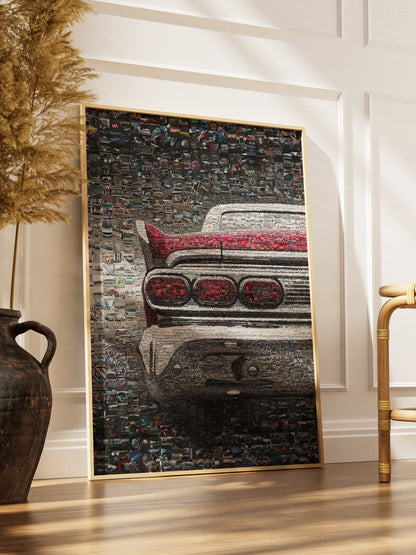 Stunning Mosaic Artwork of Classic Car Tail - Unique Wall Decor for Auto Enthusiasts AtelierMosaics