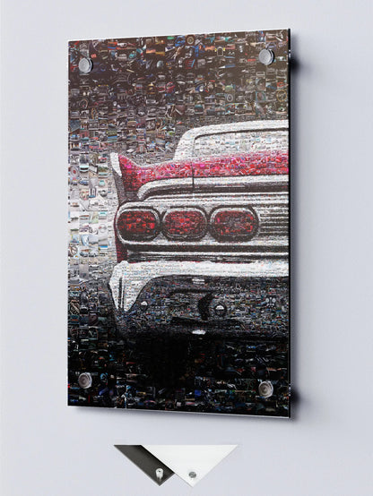 Stunning Mosaic Artwork of Classic Car Tail - Unique Wall Decor for Auto Enthusiasts AtelierMosaics