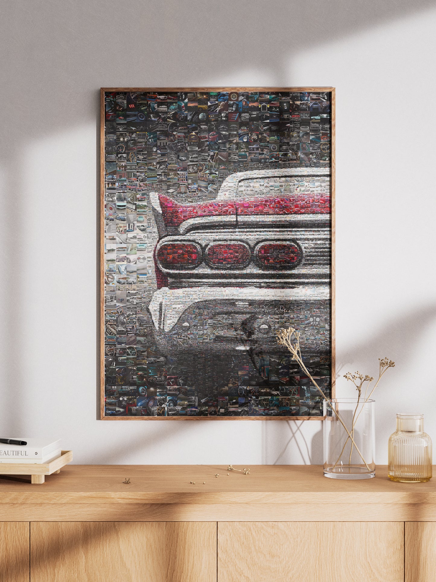 Stunning Mosaic Artwork of Classic Car Tail - Unique Wall Decor for Auto Enthusiasts AtelierMosaics