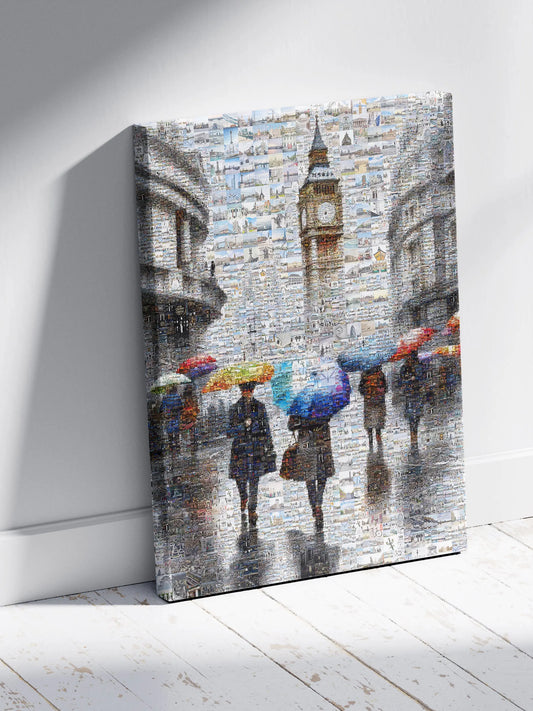 Stunning London Mosaic Artwork: Iconic Scenes with Colorful Umbrellas | Perfect for Home Decor AtelierMosaics