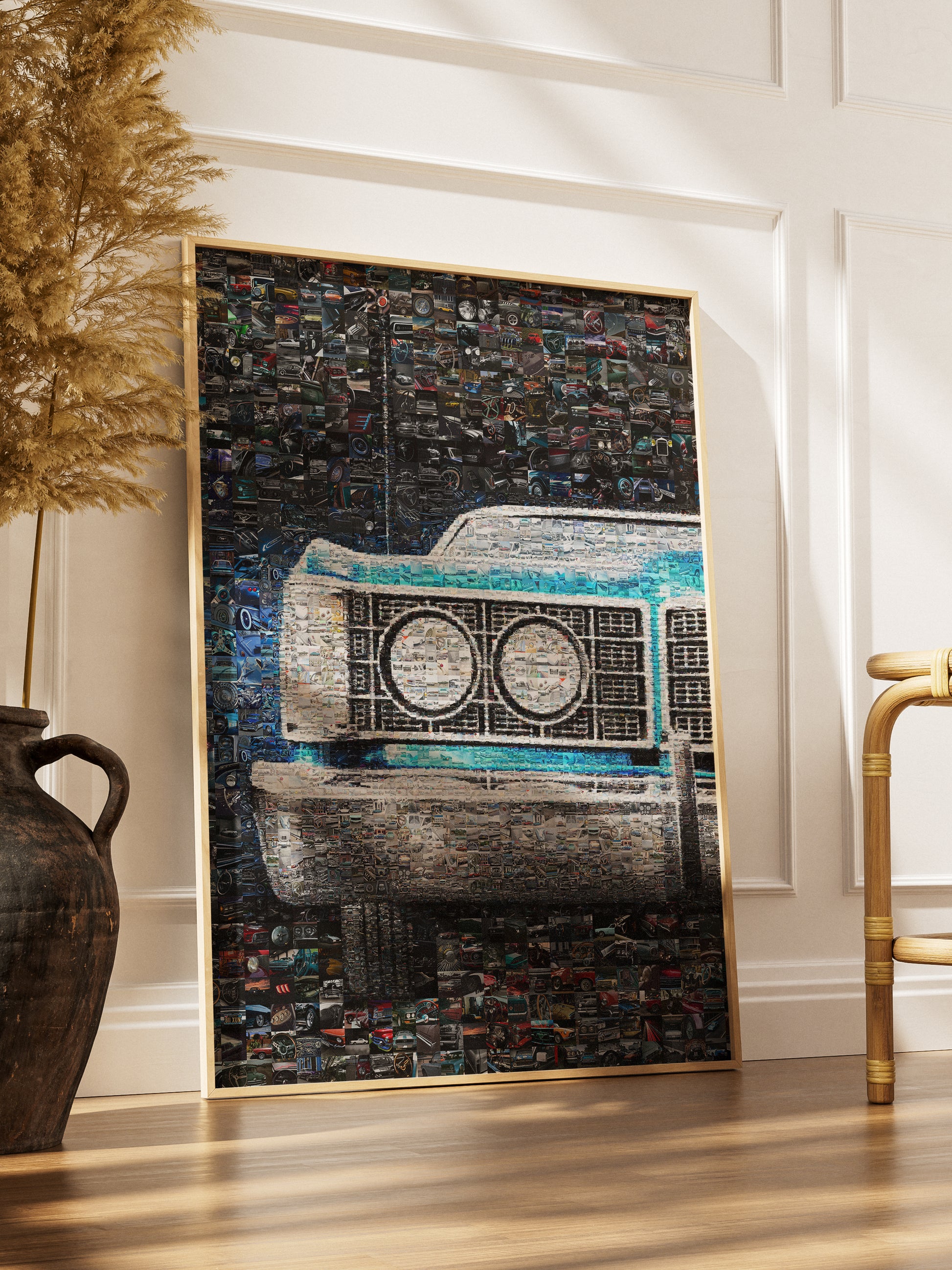 Stunning Mosaic Artwork of Classic Cars - Unique Wall Decor for Auto Enthusiasts AtelierMosaics
