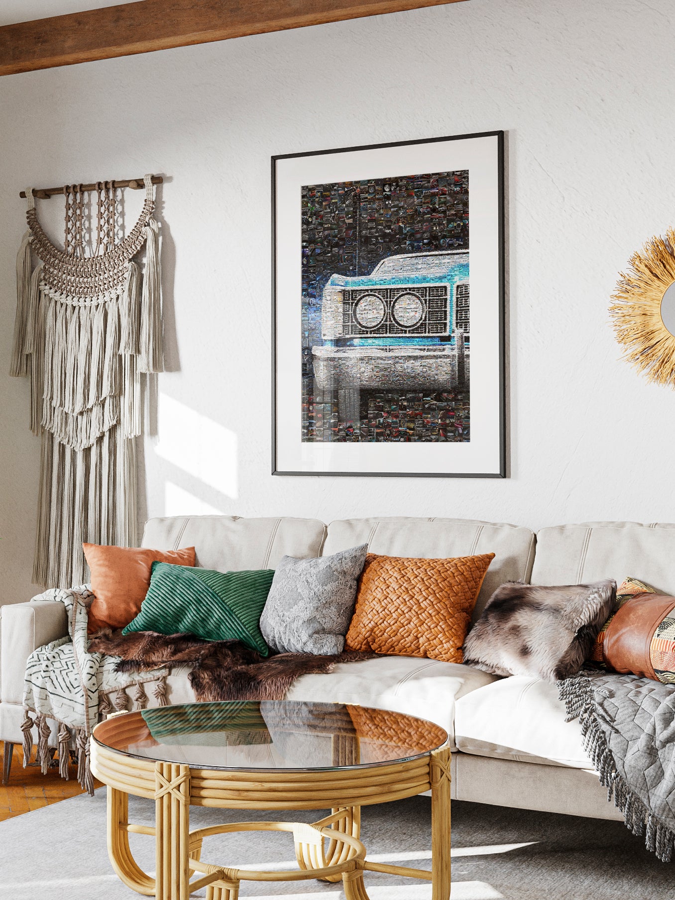 Stunning Mosaic Artwork of Classic Cars - Unique Wall Decor for Auto Enthusiasts AtelierMosaics