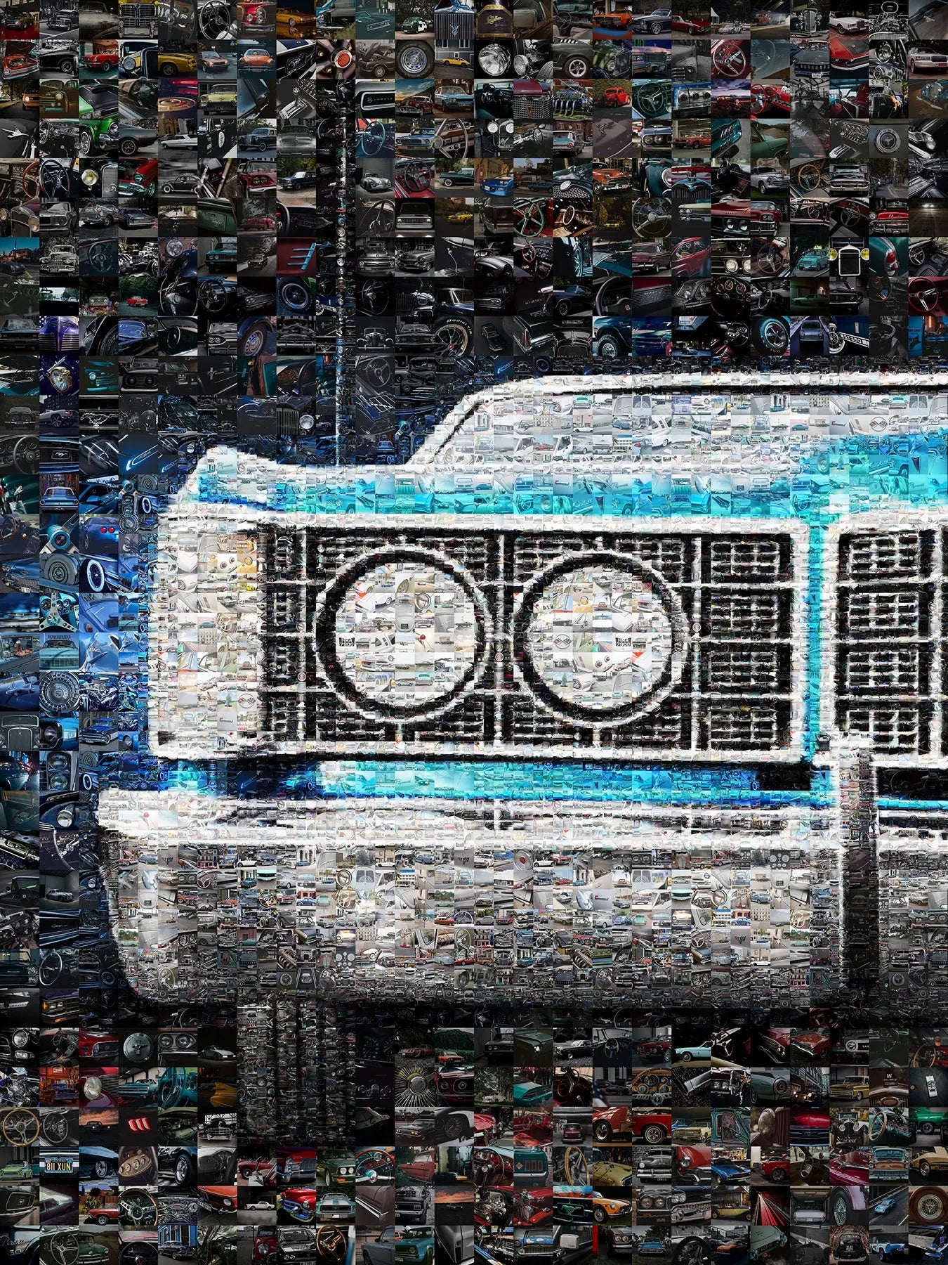 Stunning Mosaic Artwork of Classic Cars - Unique Wall Decor for Auto Enthusiasts AtelierMosaics