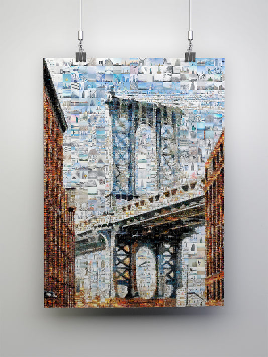 Stunning Mosaic Artwork of Brooklyn Bridge - Unique Wall Art for Home & Office Decor