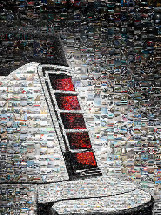 Stunning Automotive Mosaic Art - Unique Vintage Car Collage for Car Lovers and Art Enthusiasts AtelierMosaics