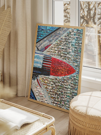 Stunning Mosaic Artwork Featuring a Retro Rocket Design - Perfect for Car Enthusiasts and Art Lovers AtelierMosaics