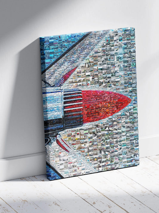 Stunning Mosaic Artwork Featuring a Retro Rocket Design - Perfect for Car Enthusiasts and Art Lovers AtelierMosaics