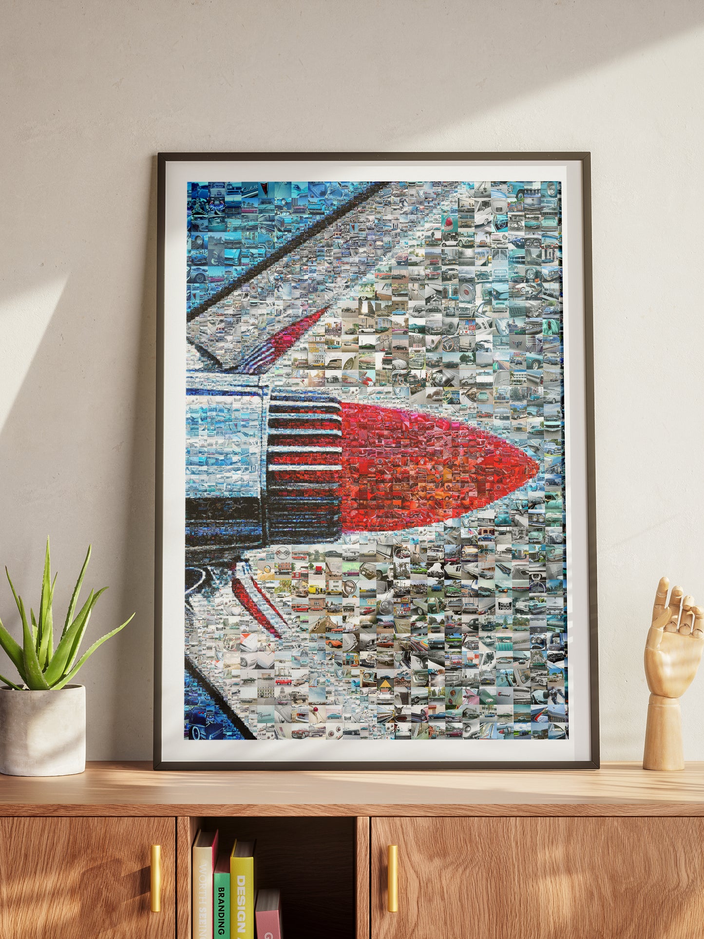 Stunning Mosaic Artwork Featuring a Retro Rocket Design - Perfect for Car Enthusiasts and Art Lovers AtelierMosaics