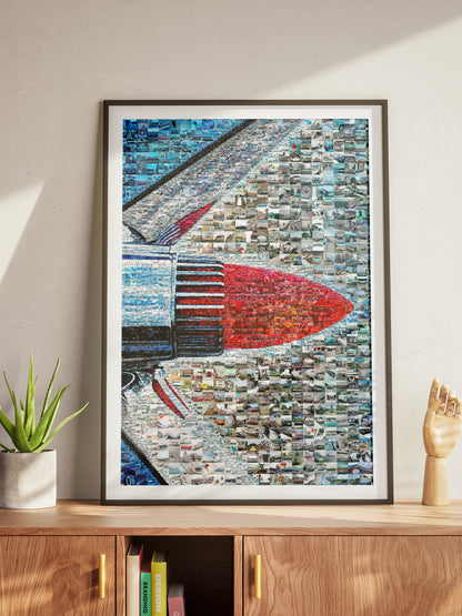 Stunning Mosaic Artwork Featuring a Retro Rocket Design - Perfect for Car Enthusiasts and Art Lovers AtelierMosaics