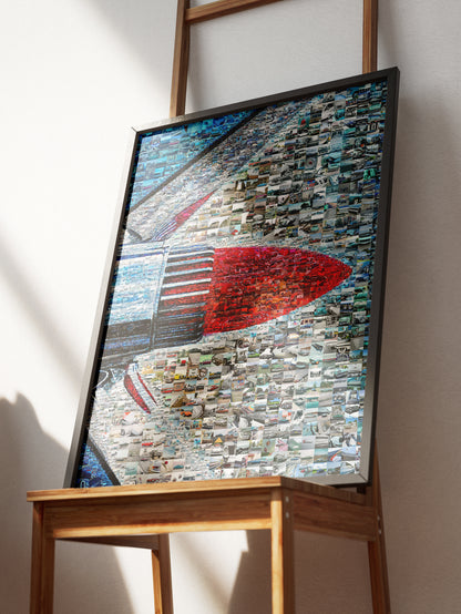 Stunning Mosaic Artwork Featuring a Retro Rocket Design - Perfect for Car Enthusiasts and Art Lovers AtelierMosaics