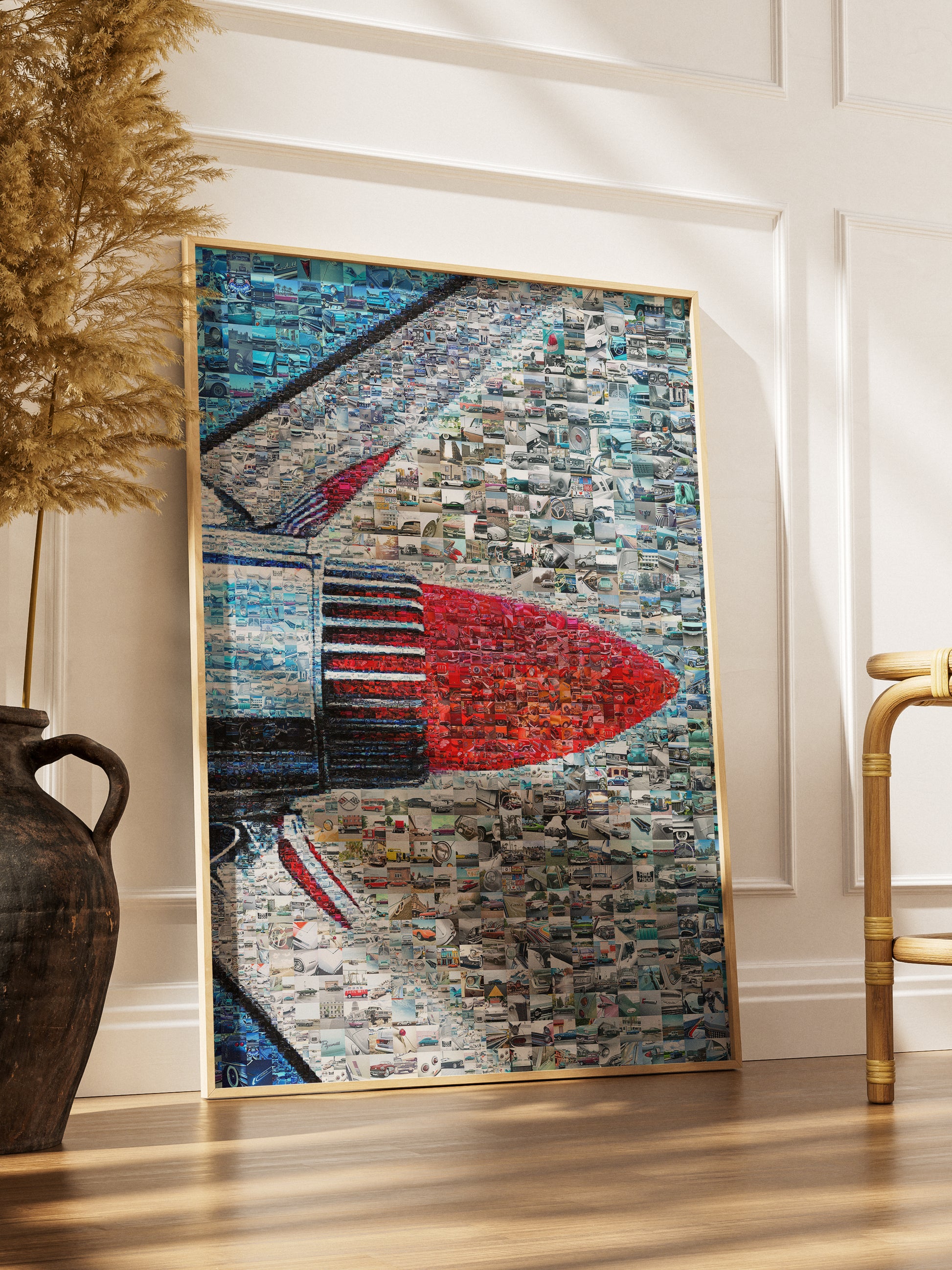 Stunning Mosaic Artwork Featuring a Retro Rocket Design - Perfect for Car Enthusiasts and Art Lovers AtelierMosaics