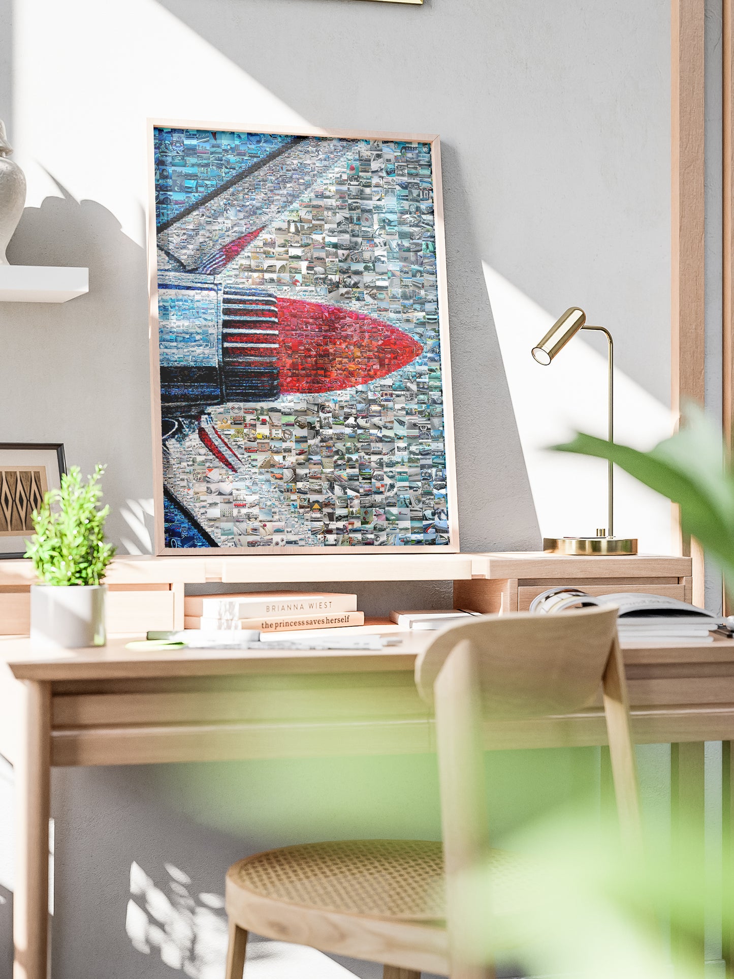 Stunning Mosaic Artwork Featuring a Retro Rocket Design - Perfect for Car Enthusiasts and Art Lovers AtelierMosaics