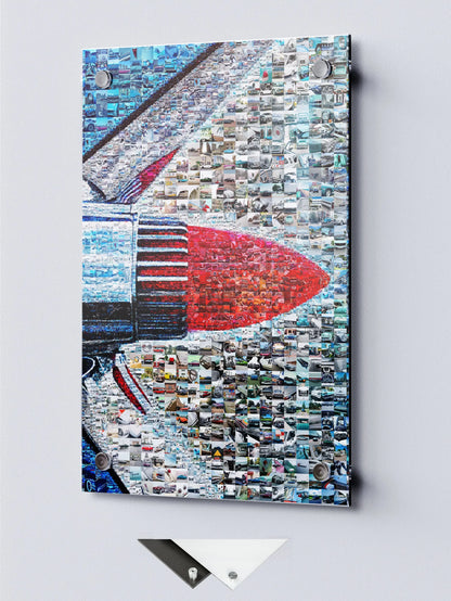 Stunning Mosaic Artwork Featuring a Retro Rocket Design - Perfect for Car Enthusiasts and Art Lovers AtelierMosaics