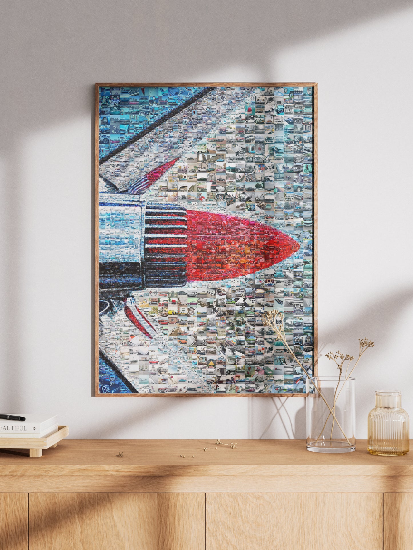 Stunning Mosaic Artwork Featuring a Retro Rocket Design - Perfect for Car Enthusiasts and Art Lovers AtelierMosaics