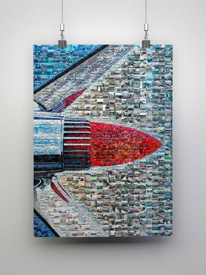 Stunning Mosaic Artwork Featuring a Retro Rocket Design - Perfect for Car Enthusiasts and Art Lovers AtelierMosaics