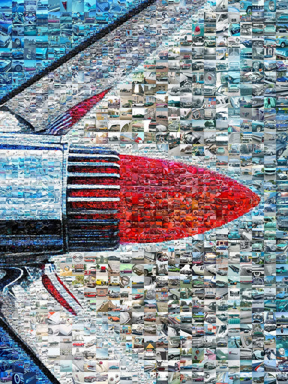 Stunning Mosaic Artwork Featuring a Retro Rocket Design - Perfect for Car Enthusiasts and Art Lovers AtelierMosaics