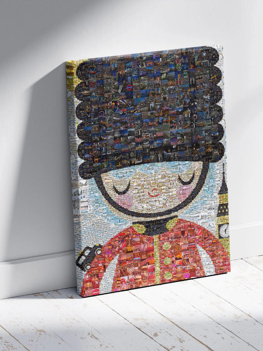 Vibrant London Mosaic Artwork - Iconic British Guard & Cityscape Collage AtelierMosaics