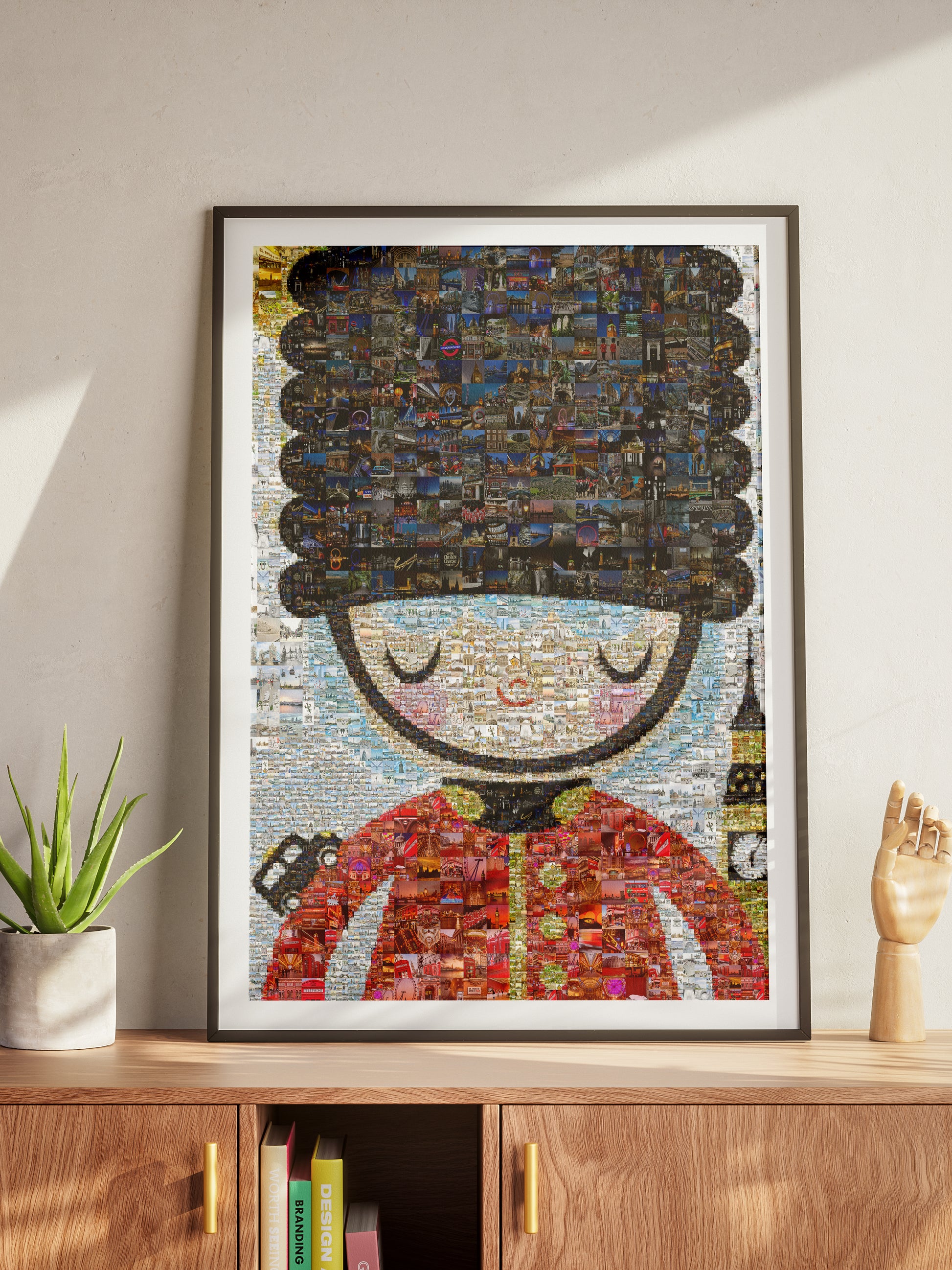 Vibrant London Mosaic Artwork - Iconic British Guard & Cityscape Collage AtelierMosaics
