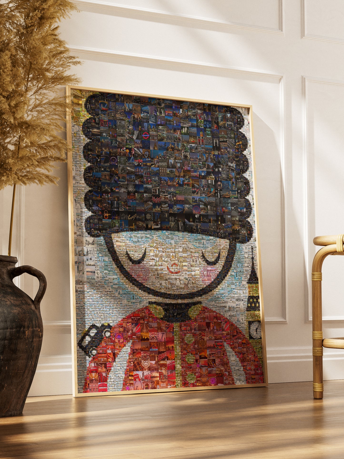 Vibrant London Mosaic Artwork - Iconic British Guard & Cityscape Collage AtelierMosaics