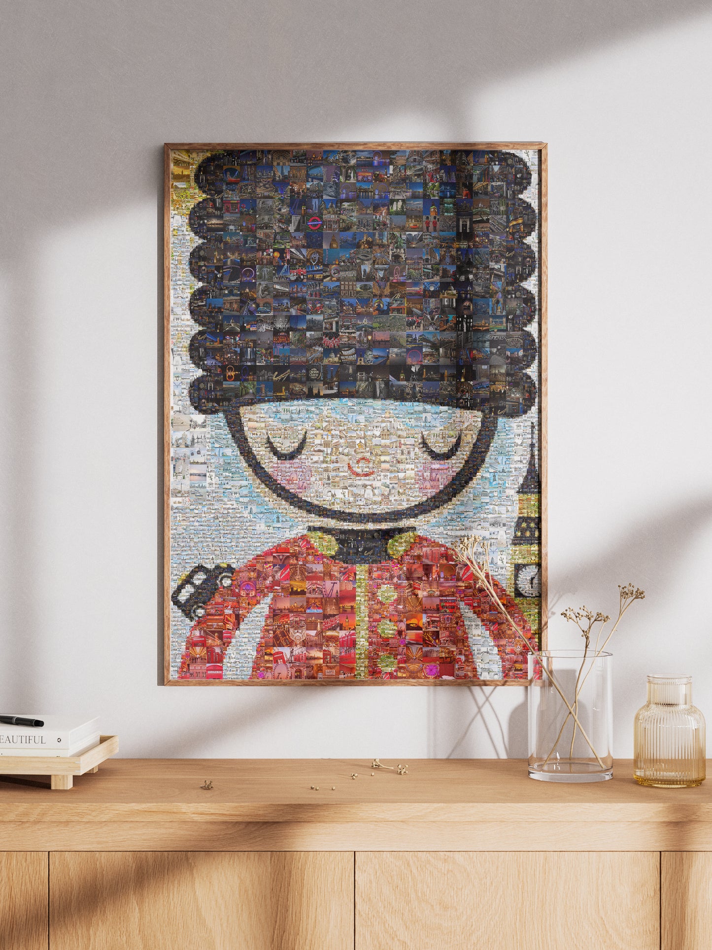 Vibrant London Mosaic Artwork - Iconic British Guard & Cityscape Collage AtelierMosaics