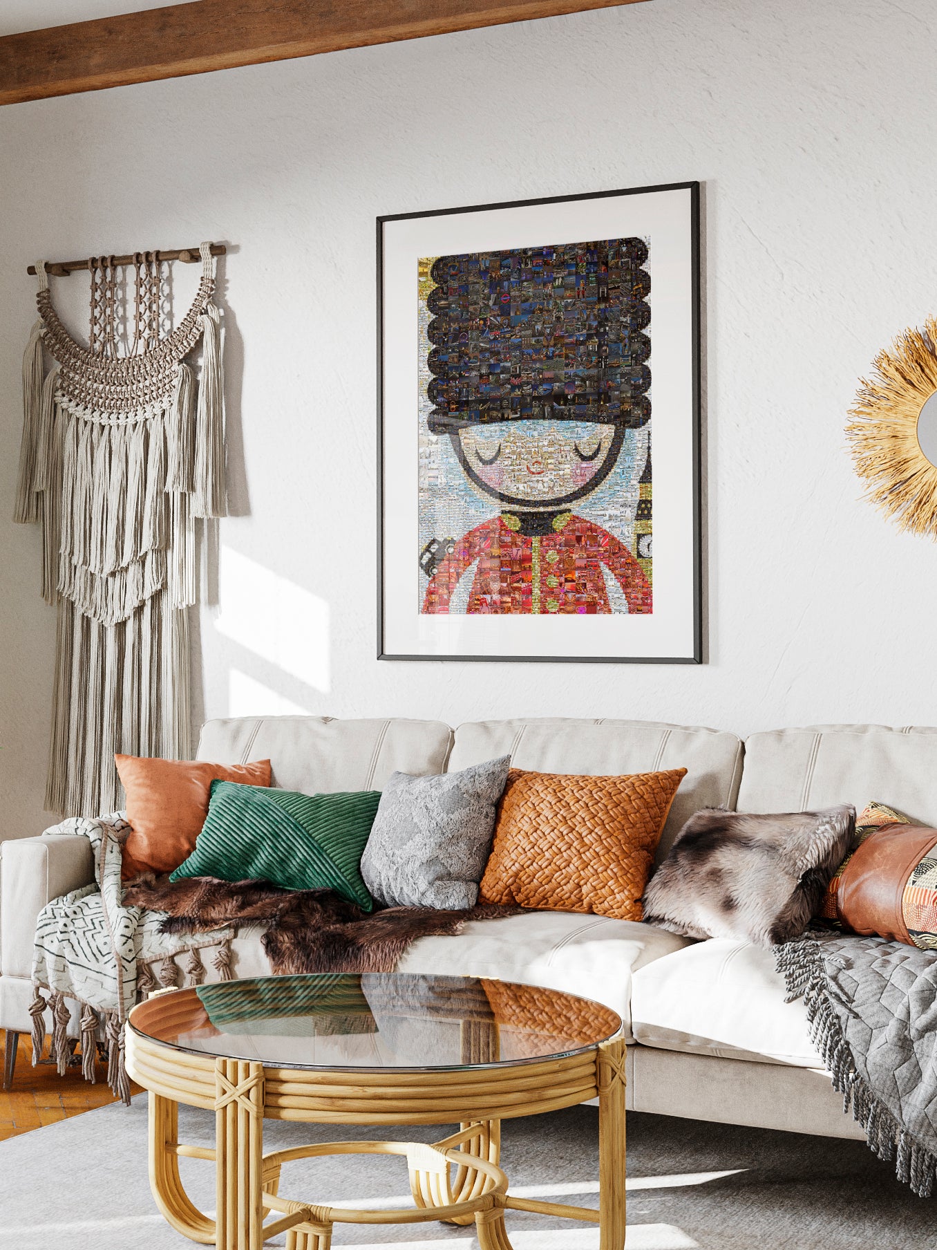 Vibrant London Mosaic Artwork - Iconic British Guard & Cityscape Collage AtelierMosaics