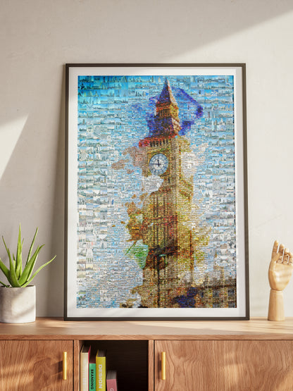 Stunning London Mosaic Artwork Featuring Iconic Big Ben - Perfect Wall Decor for Home and Office AtelierMosaics