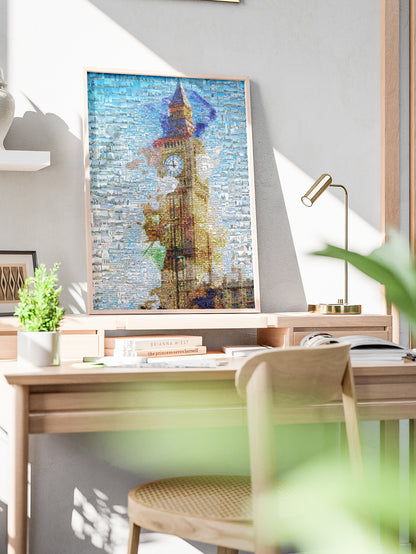 Stunning London Mosaic Artwork Featuring Iconic Big Ben - Perfect Wall Decor for Home and Office AtelierMosaics