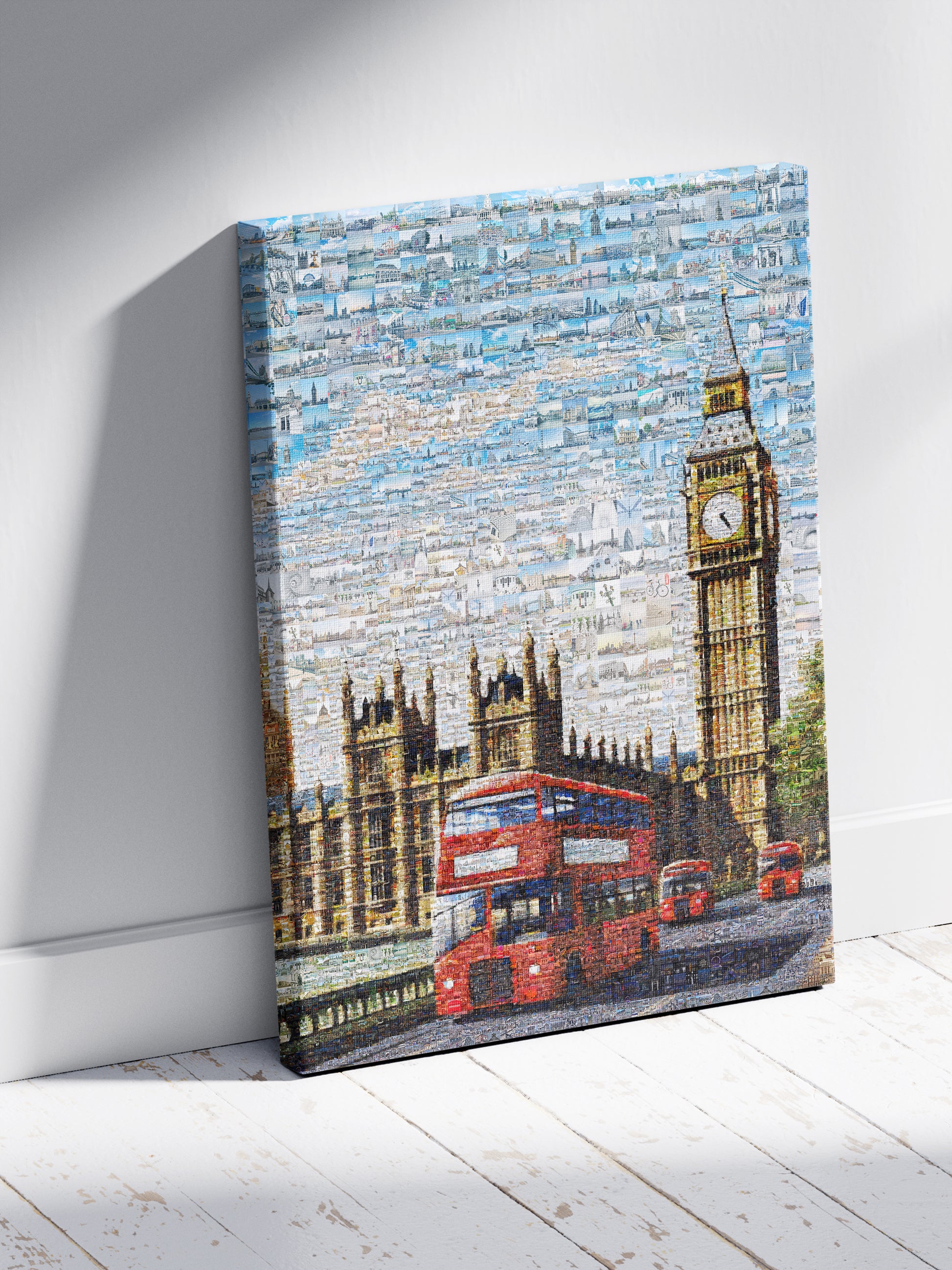 Stunning London Mosaic Artwork Featuring Iconic Landmarks and Red Buses AtelierMosaics