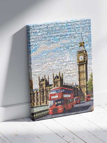 Stunning London Mosaic Artwork Featuring Iconic Landmarks and Red Buses AtelierMosaics