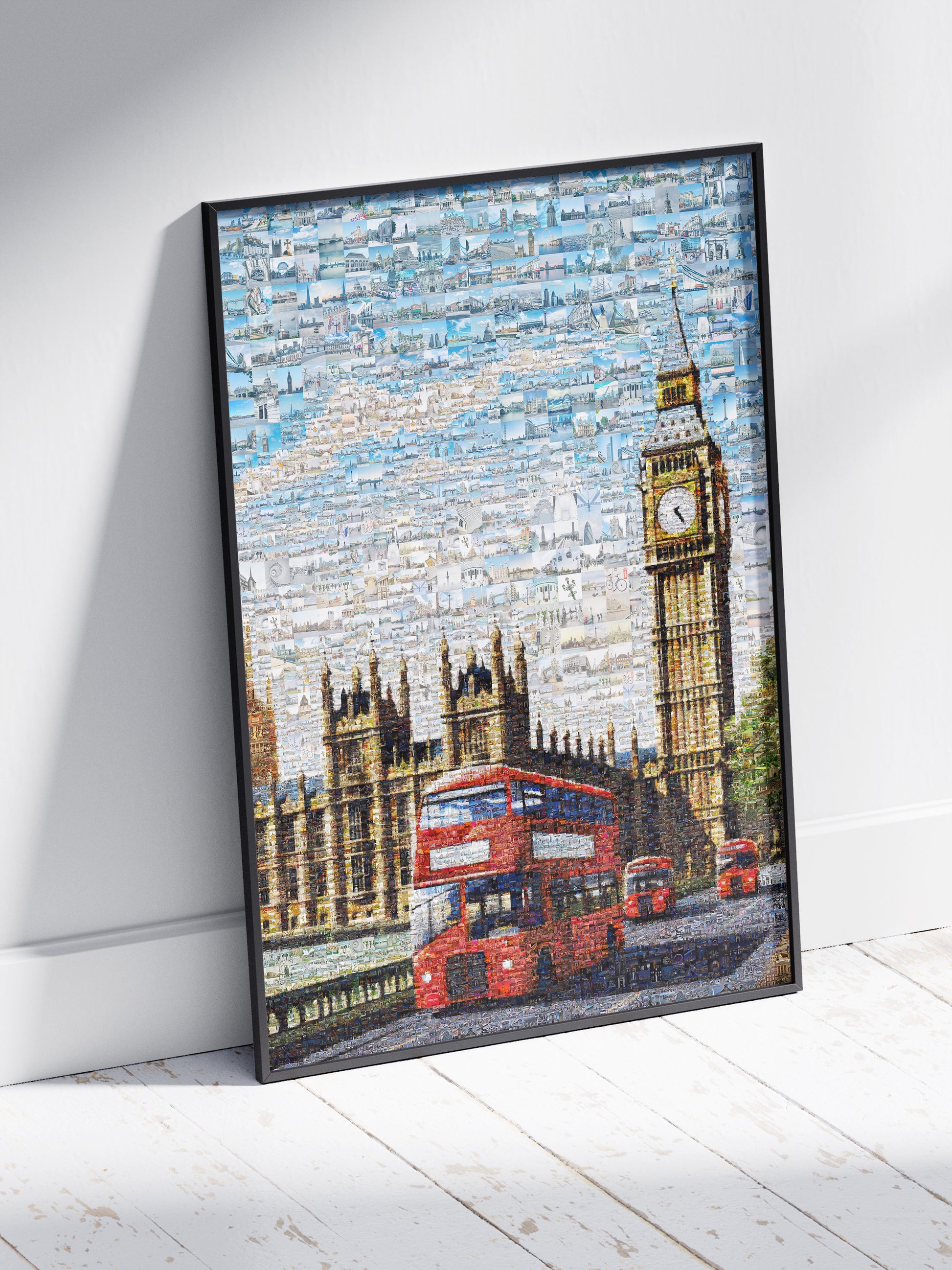 Stunning London Mosaic Artwork Featuring Iconic Landmarks and Red Buses AtelierMosaics