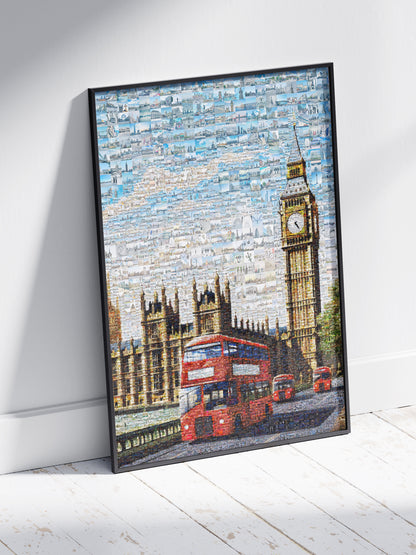 Stunning London Mosaic Artwork Featuring Iconic Landmarks and Red Buses AtelierMosaics