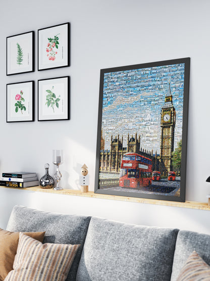 Stunning London Mosaic Artwork Featuring Iconic Landmarks and Red Buses AtelierMosaics