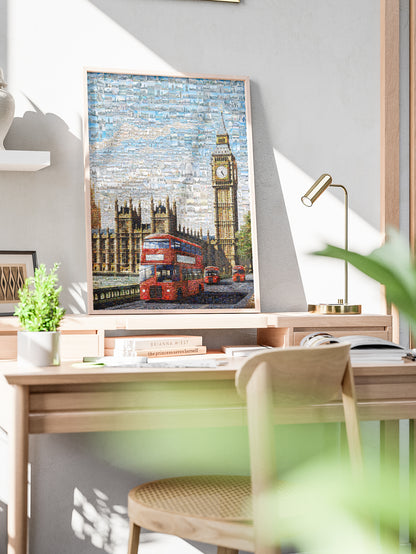 Stunning London Mosaic Artwork Featuring Iconic Landmarks and Red Buses AtelierMosaics